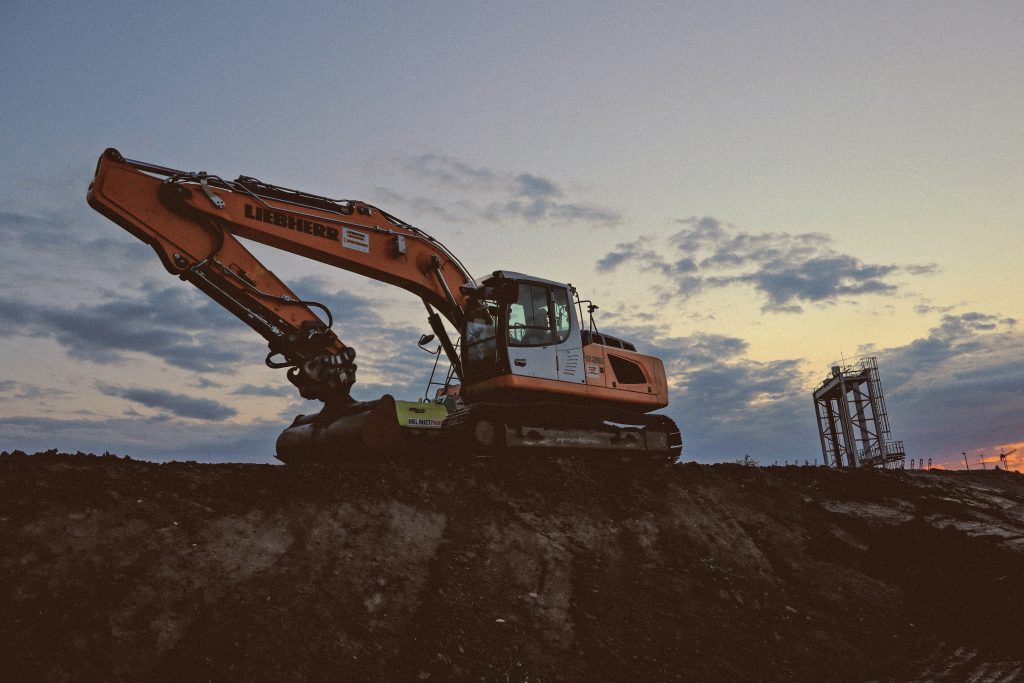 Second hand excavator in construction